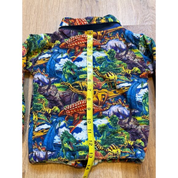 Y2K 90s Toddler Dinosaur All Over Print Fleece Jacket With Colorful Print & Zip- - Picture 6 of 7